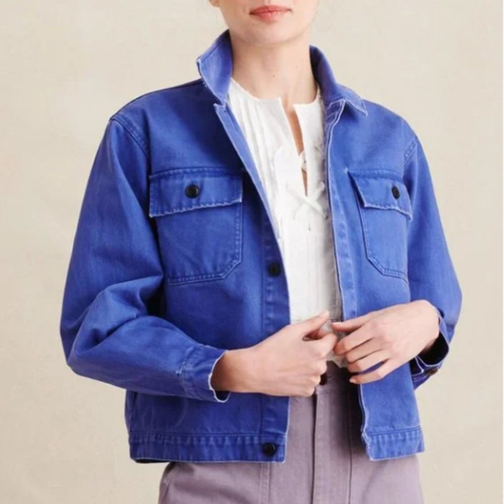 Alex Mill Patrick Washed Denim Work Jacket Cobalt Blue Size XS
